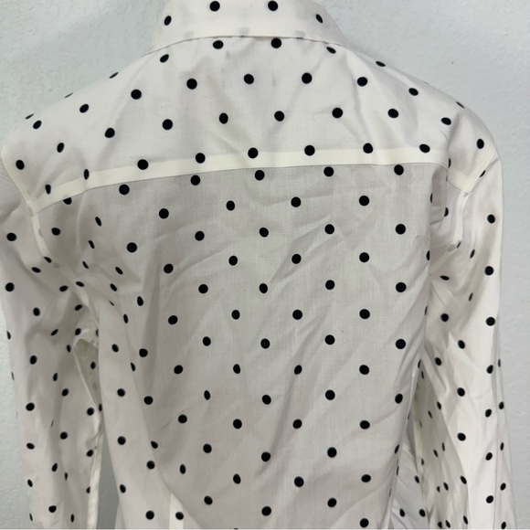 Talbots no iron polka dot button down blouse long sleeve shirt worms. Size 12 - Picture 6 of 16